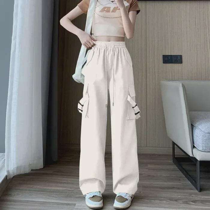 Damen Rosa High-Waist Slim Weitbein Lässige Sommer Latzhose - Trendiger Amerikanischer Sportstil