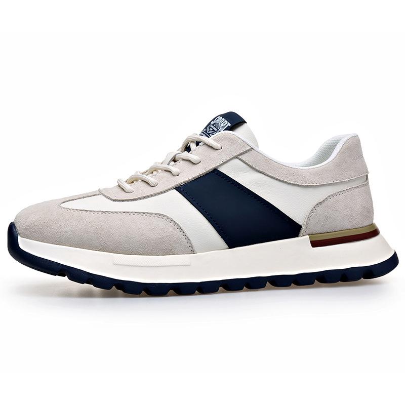 

Fashion Men Cow Leather Casual Sport Shoes Street Cool Pointed Toe Sneakers Thick-soled Trainers 38 белый