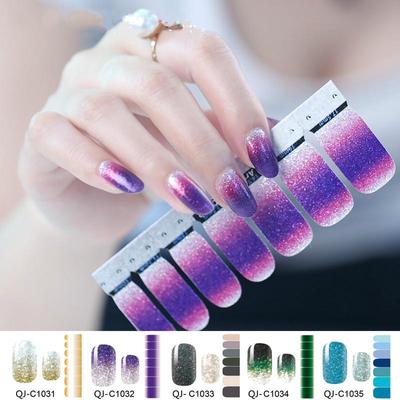 DIY Full Cover Naklejki samoprzylepne Polskie folie Porady Okłady Brokat Gradient Błyszczące naklejki do paznokci