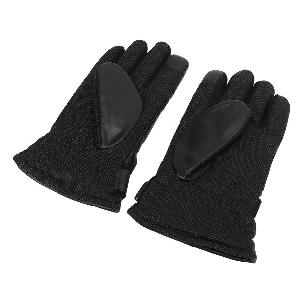 2pcs Heated Gloves USB 5V Waterproof PU Leather Breathable Adjustable Can Touch The Phone Screen Electric Heating
