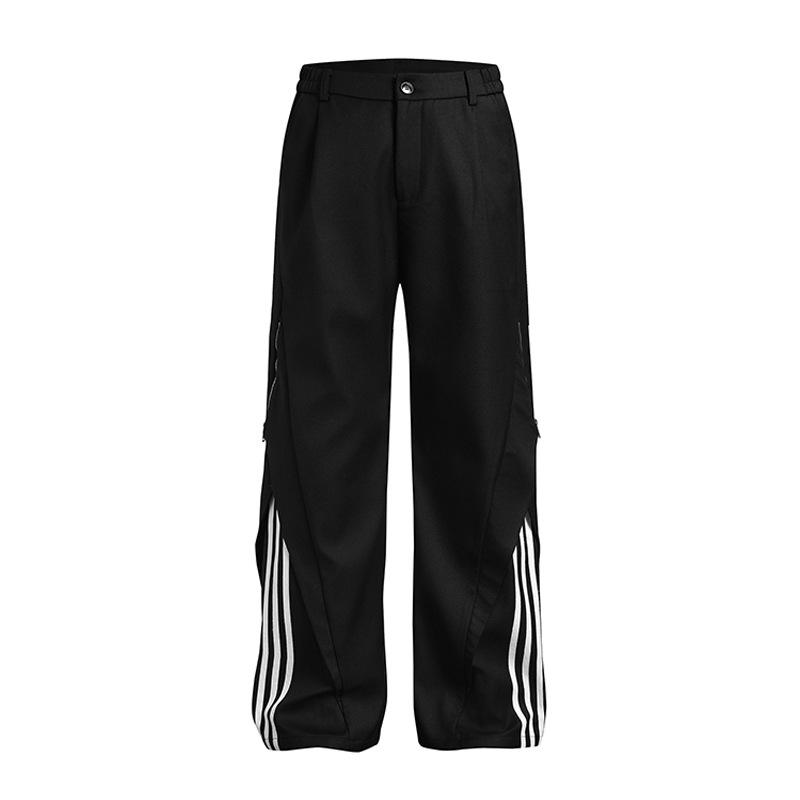 Muchi Odzież Męska: Dekonstruowane Spodnie High Street Luźne z Szerokimi Nogawkami na Zamek