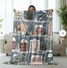 Christmas Velveteen Blanket, Winter Village Houses, Snowy Holiday Throw Holiday Blanket Home Decoration