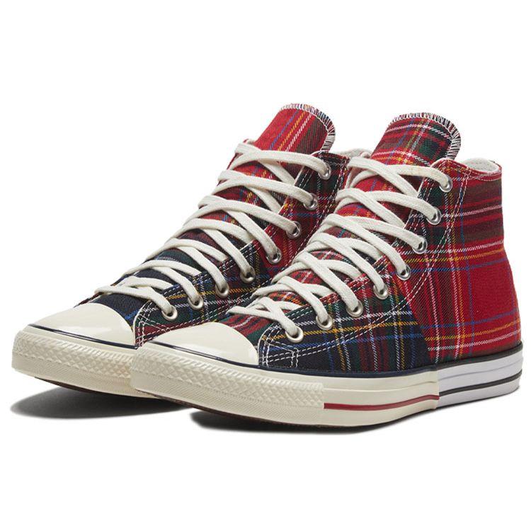 Converse Chuck Taylor All Star Hi Tartan Rød Grønn Delt Unisex Sneakers Egret 169259C