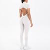 New Tight Fitting Backless Hollow Short Sleeved Pants Jumpsuit, Sports Running Fitness Jumpsuit, Yoga Suit