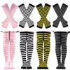 Striped Y2K Lolita Fingerless Gloves Gothic Long Winter Stockings  for Women