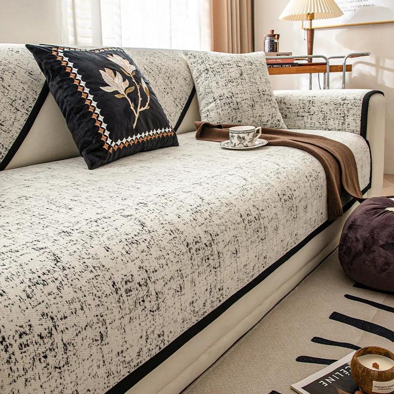 Luxury Universal Chenille Sofa Cover for Living Room, Cotton Edge Couch Cover, Anti-Pet Scratching, Protector Mat, Four Seasons