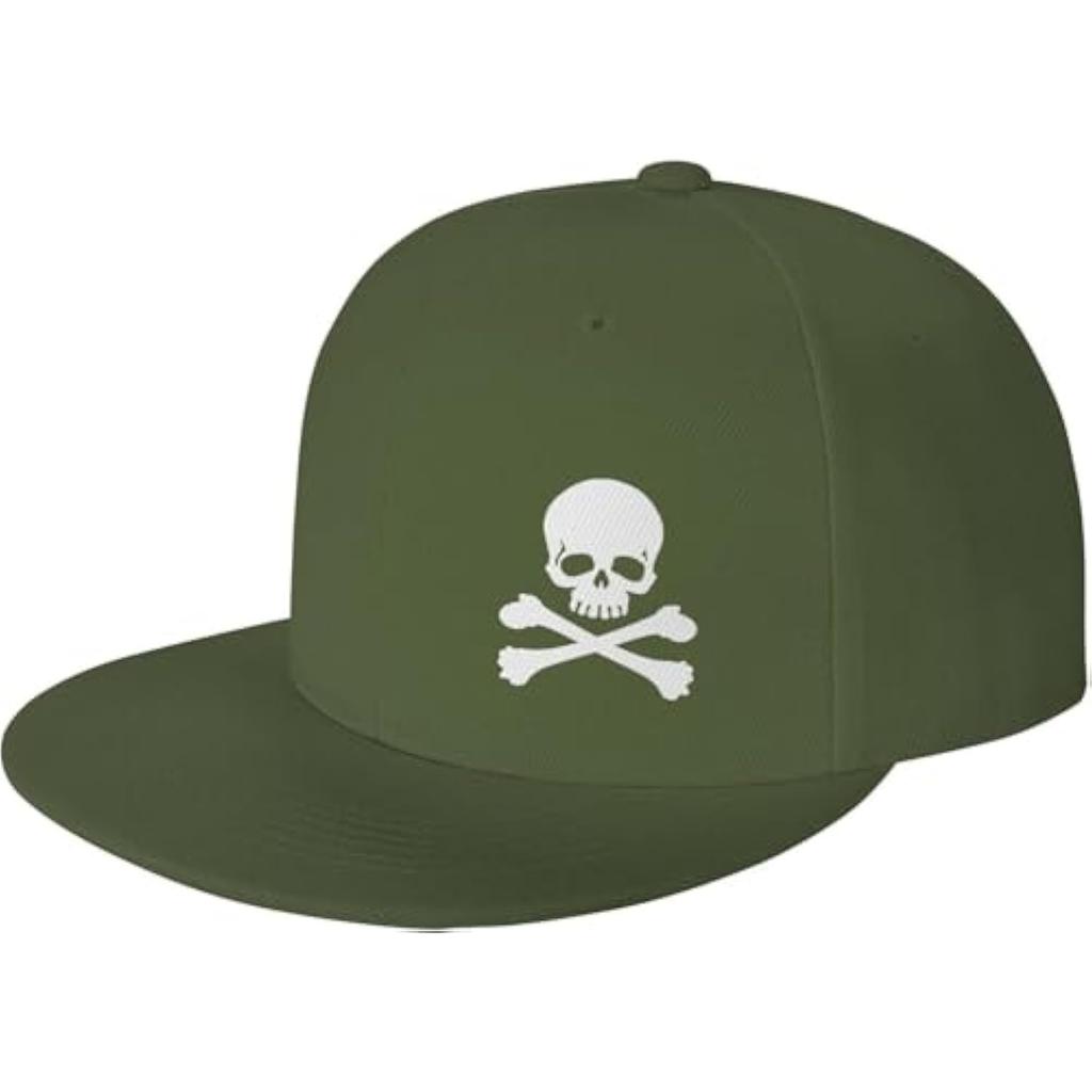 Pirate Skull And Crossbones Flat Brim Cap Polyester Outdoor Adult Baseball Snapback Hat