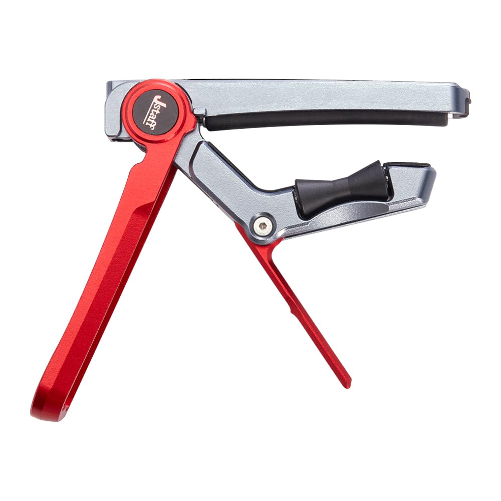 

Jstaff S1 The Rolling Capo, a rolling capo for quick key changes with a simple slide. Securely fastens with three levels of tension adjustment.