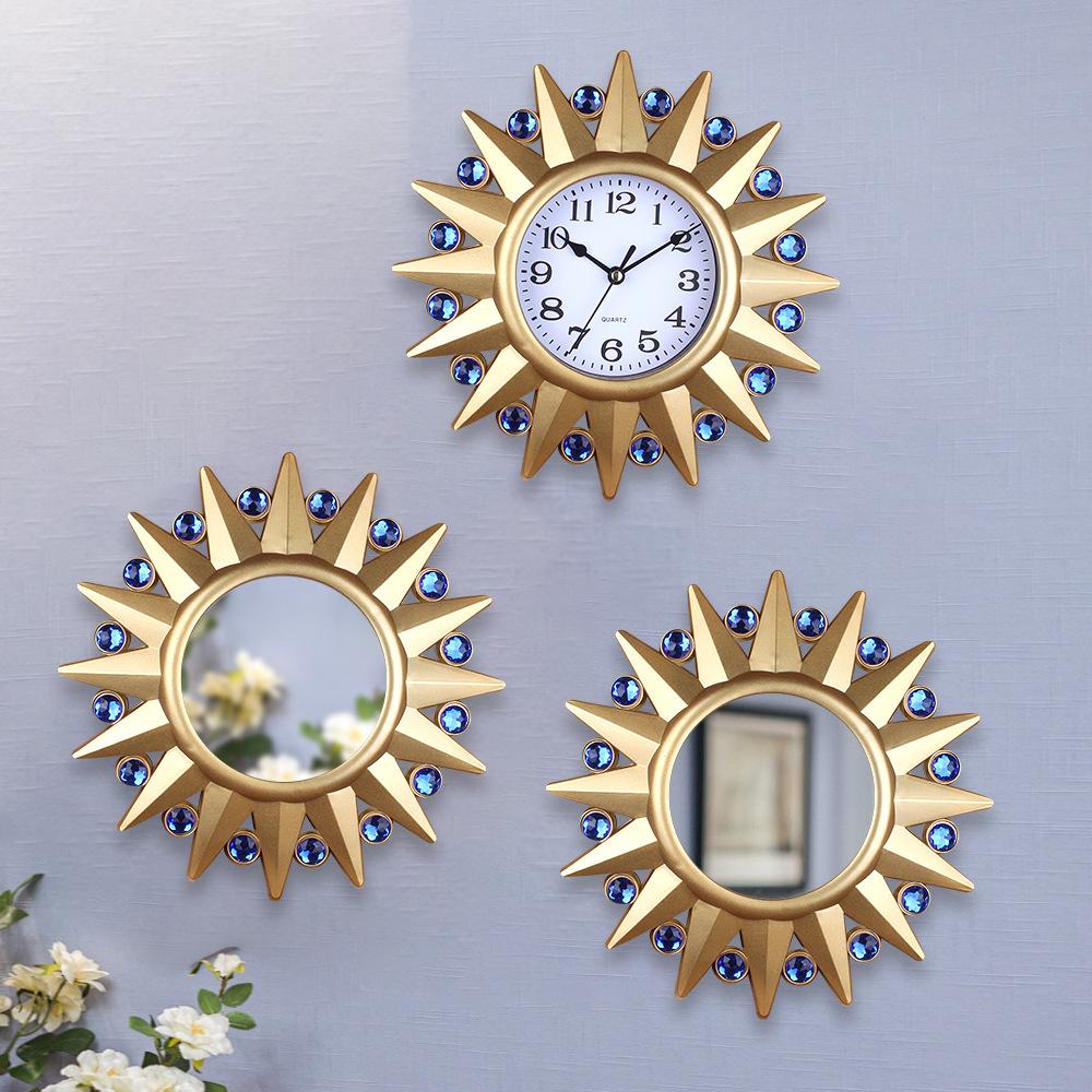 Modern Triple Clock Antique Plastic Triple Clock Hollow Three-dimensional Wall Retro Home Living Room Triple Wall Clock