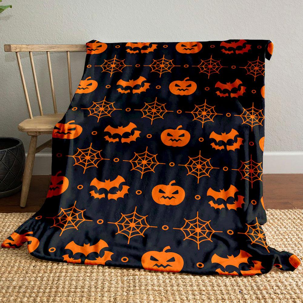 Halloween Pumpkins and Bats Pattern print blanket soft and cozy perfect for the living room bed sofa or a nap,gift