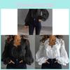 Elegante Polyester Blend Pofmouw Ruches Blouse Voor Dames Lente 2026