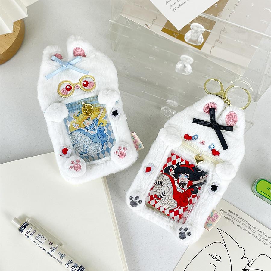 Entzückender Kaninchen-Plüsch-Kartenhalter mit niedlichem Schleifendesign Perfekt für Paare und Sammler