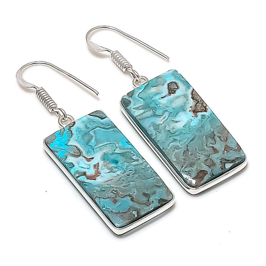 Natural Lace Agate Gemstone Handmade 925 Sterling Silver Earring 1.85" AE-11644