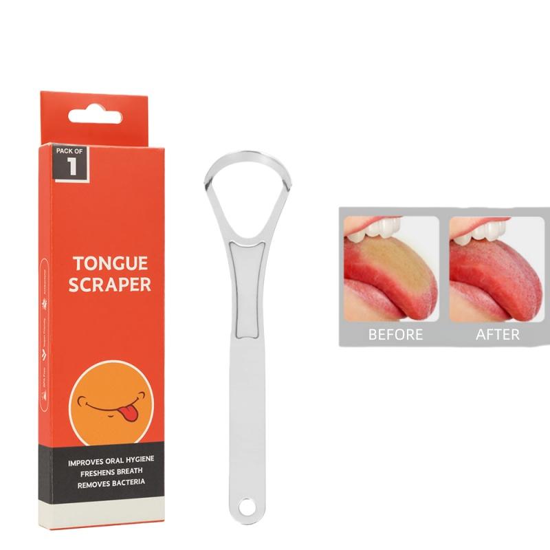 1Pc Double-Layer Tongue Scraper Stainless Steel Tongue Coating Cleaner Reusable Removing Bad Breath Oral Hygiene Care Tools