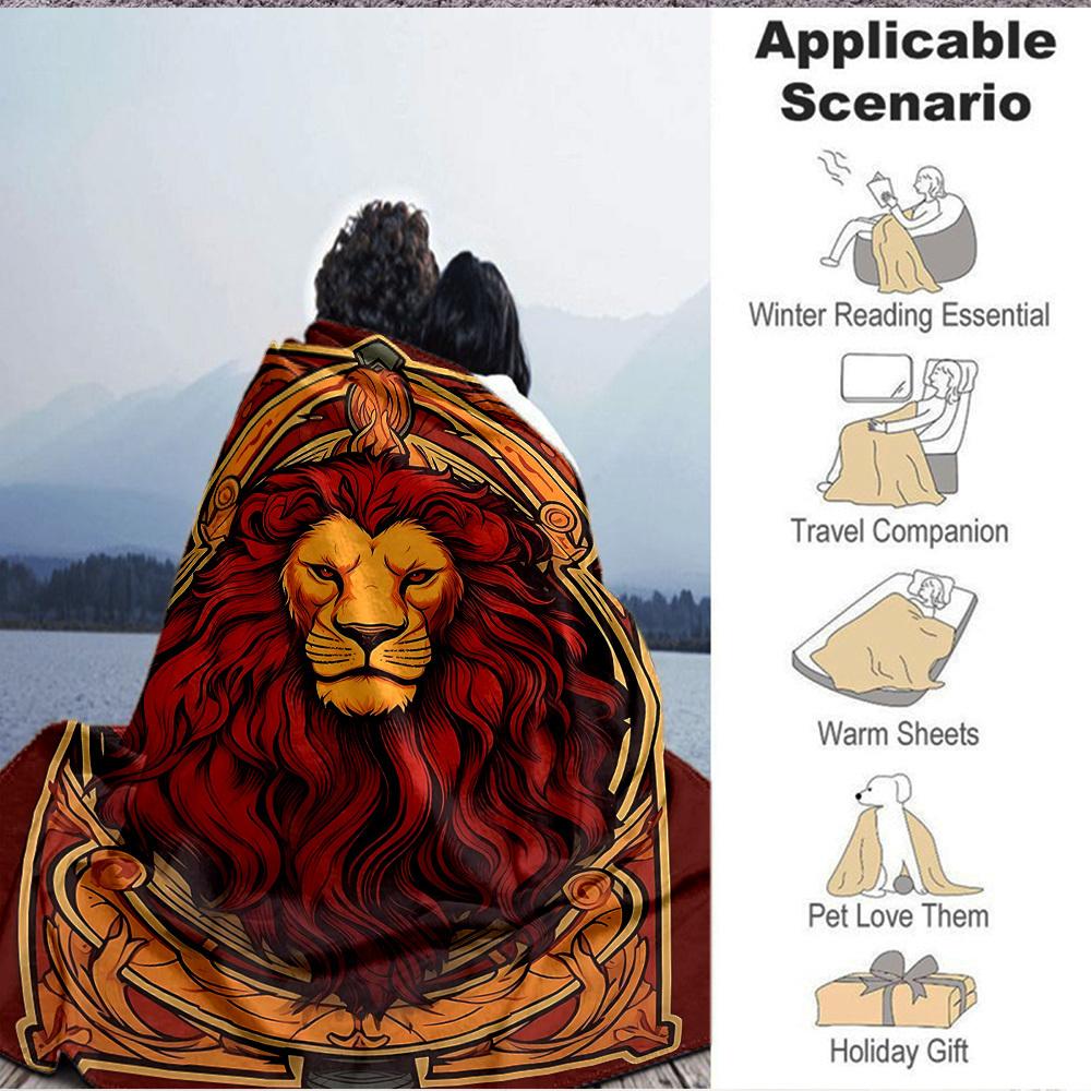 1PC Lion Art Blanket Soft Warm All Season Throw for Sofa, Bed, Car, Office Vibrant Colorful Design, Durable & Cozy Gift