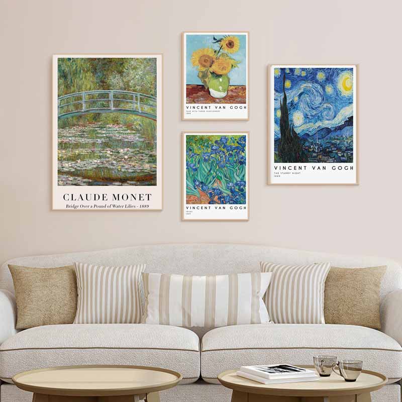 Modern Home Decor Famous Oil Painting Poster Vintage White Paper Poster Wall Art Pictures Living Room Bedroom Bar Cafe Decoration Mural