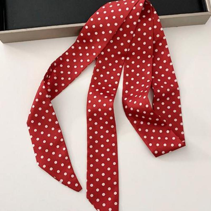 Fashion Polka Dot Silk Scarf Versatile Headwear Hair Band Korean Style Luxury Silk Scarf Belt Package Hanging Decor Accessories
