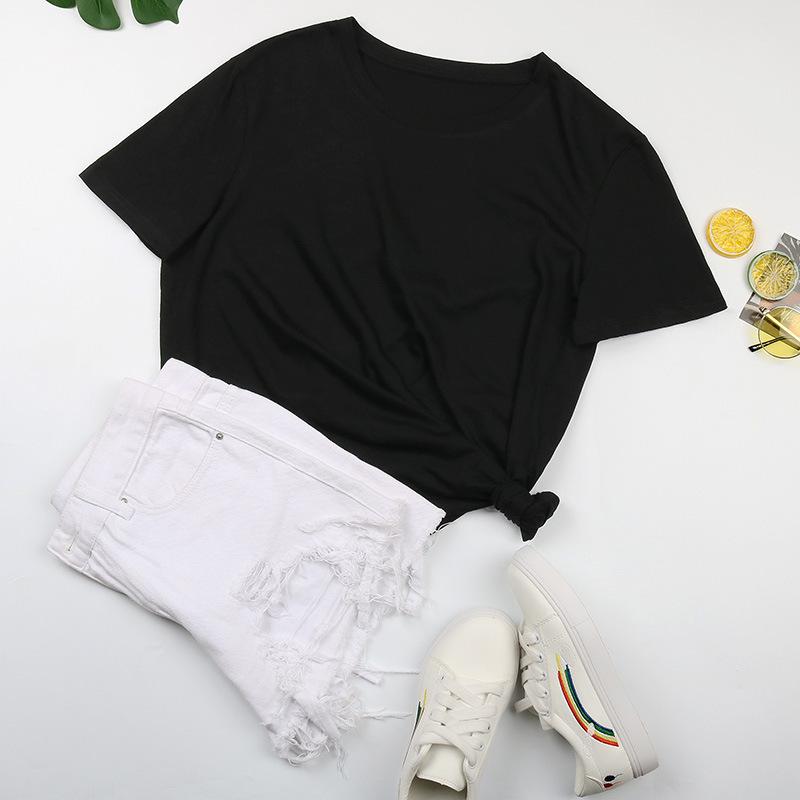 YYFS Damemote Uformelt ensfarget trykk Kortermet O-hals T-skjorter og topper