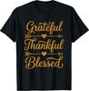 Grateful Thankful Blessed Hearts Thanksgiving T-Shirt