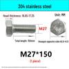 M14-30 304 Stainless Steel Fully Threaded Hex Head Screw Bolt