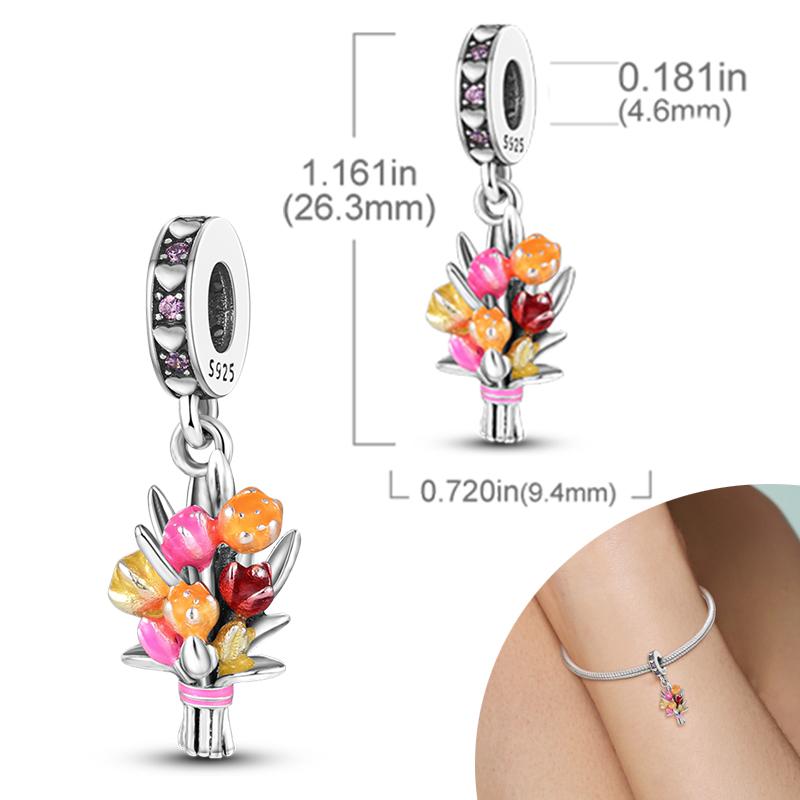 New 925 Silver Charms Bead Safety Chain Bead Fit Original Charms Bracelet Pendant Fine DIY Birthday Jewelry For Women