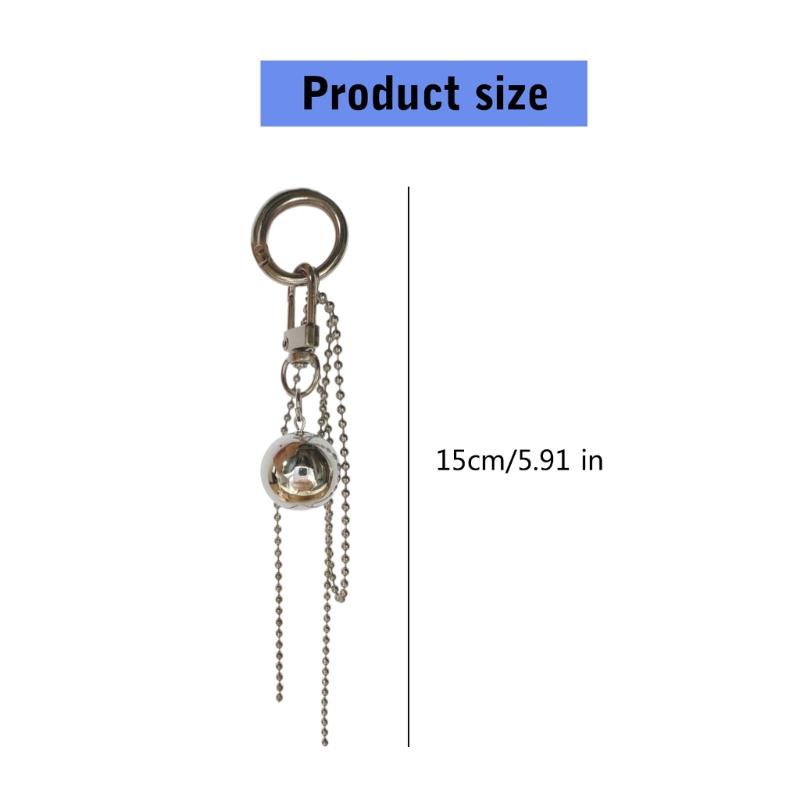 Vintage Metal Large Sphere Pendant Eye Catching Large Silver Sphere Hanging Decor Sophisticated Keychain Accessory