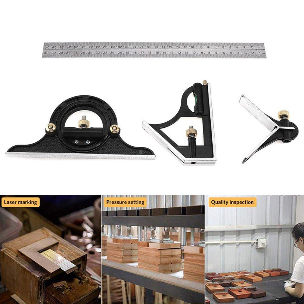 3 In1 Adjustable Ruler Multi Combination 300mm Square Angle Finder Measuring Set Universal Ruler Right Angle Protractor Tools
