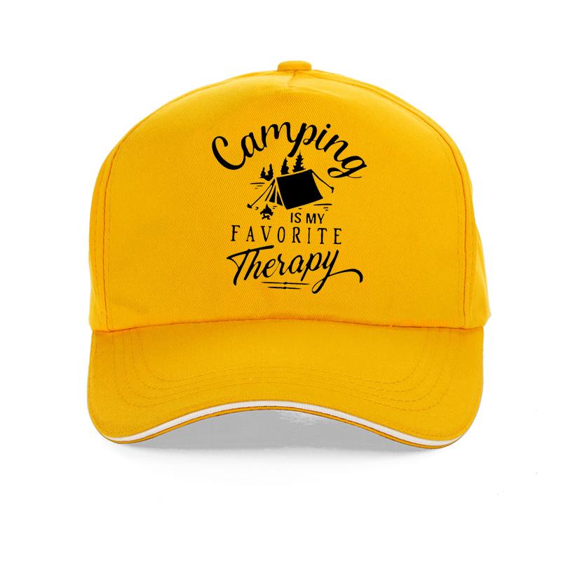 Camping Is My Favorite Therapy Quotes Funny Unisex Baseball Cap Summer Men Women Outdoors Hat