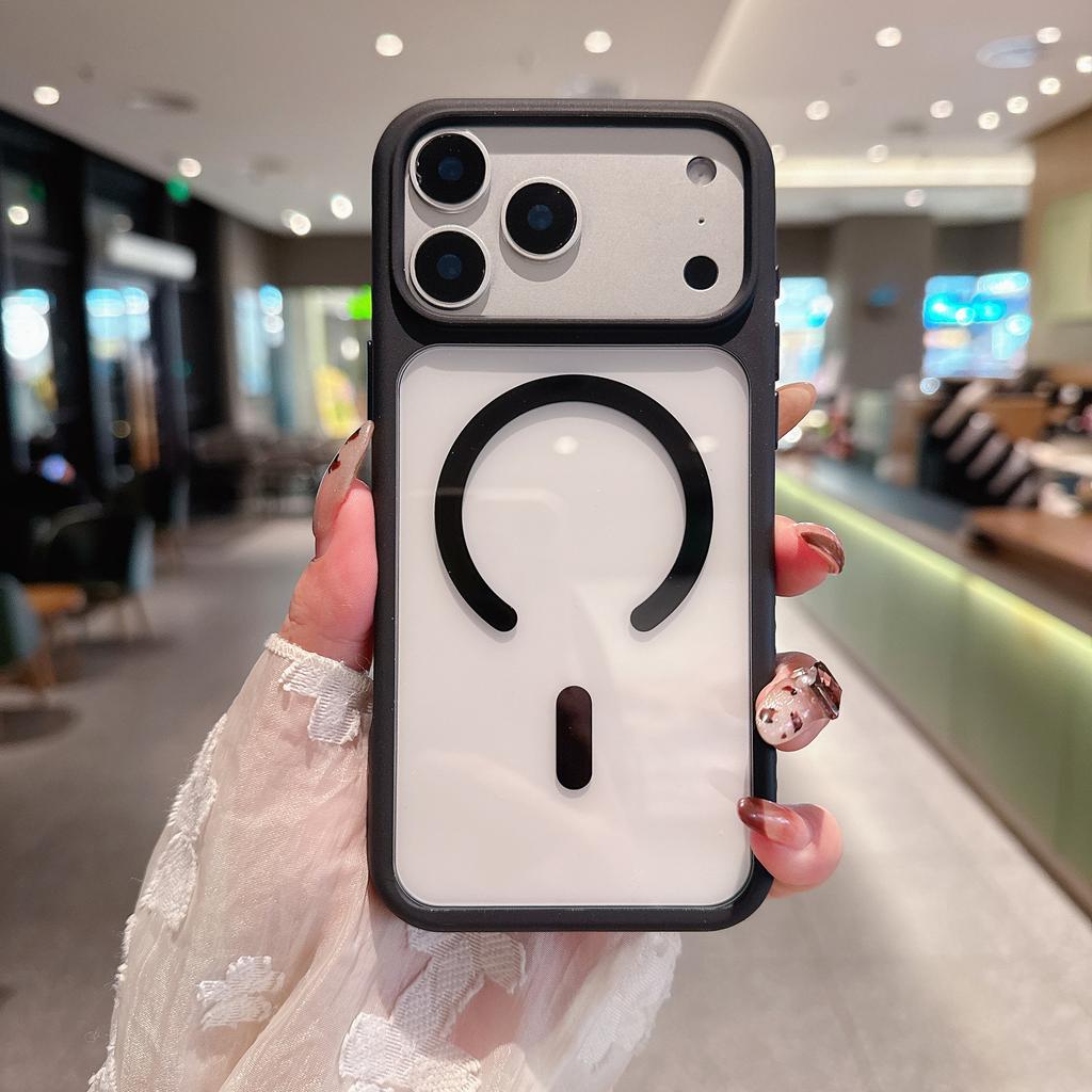 For Apple 17 Pro Max Magnetic Charging Transparent Phone Case N52 Strong Magnetic Ultra-Thin Frosted Edge