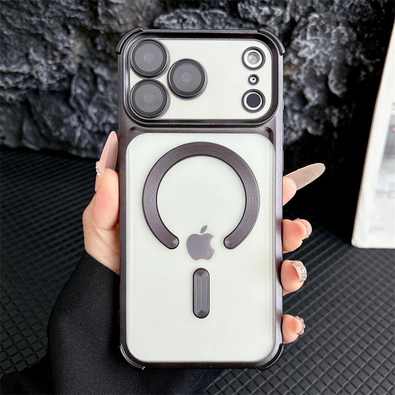 Soft Matte Translunt Plating Case For iphone 17 Air 13 14 15 16 17 Pro Max For Magsafe Magnetic Wireless Charging Bumper Cover
