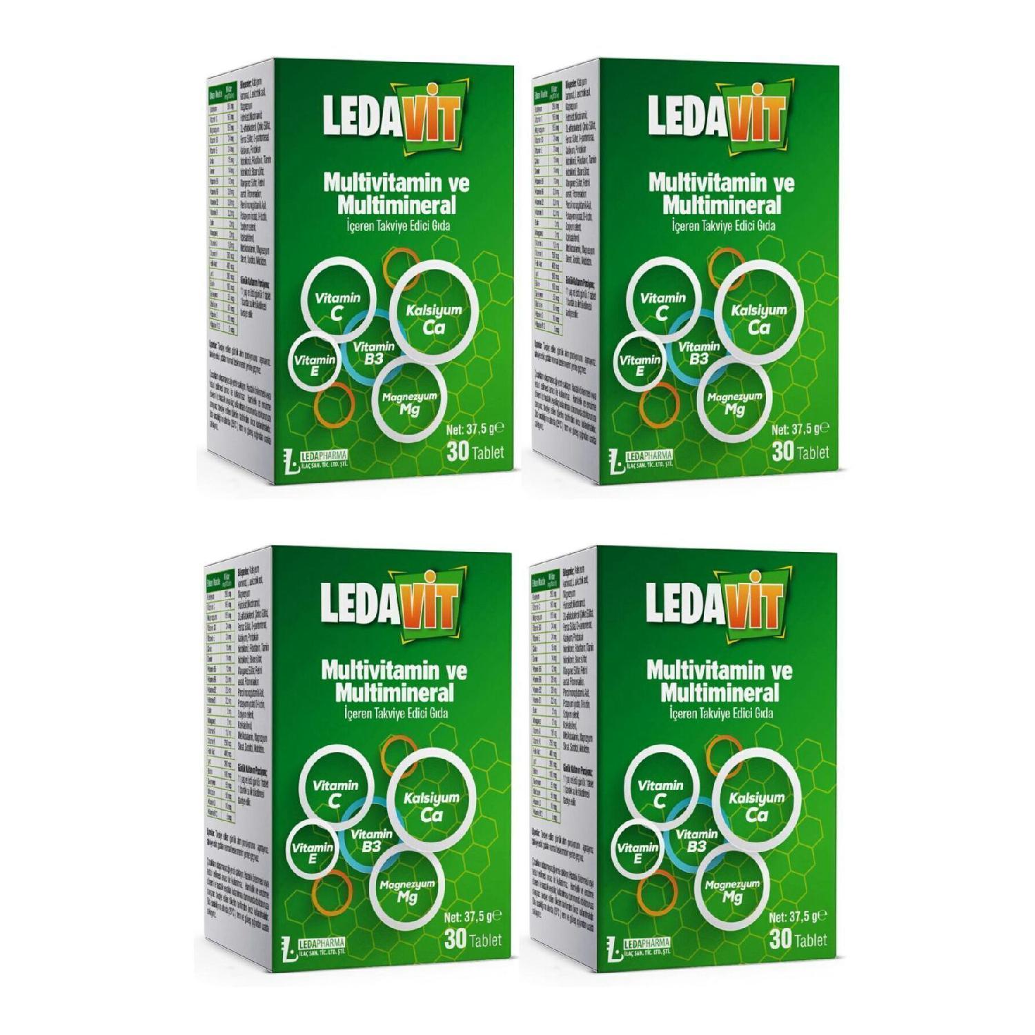 

Ledavit Multivitamine Mineral 30 Tablets (calcium Magnesium Zinc Iron, Etc.) 4 Boxes