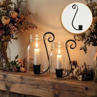 Rustic Jar Candle Holder Metal Candle Holder Vintage Wall Mounted Candle Holder Farmhouse Decor