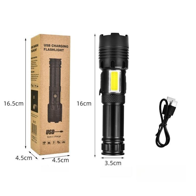 High Power LED Flashlight Type-c Rechargeable Flashlight Strong Light Outdoor Portable Torch Light Camping Fishing Work Lantern