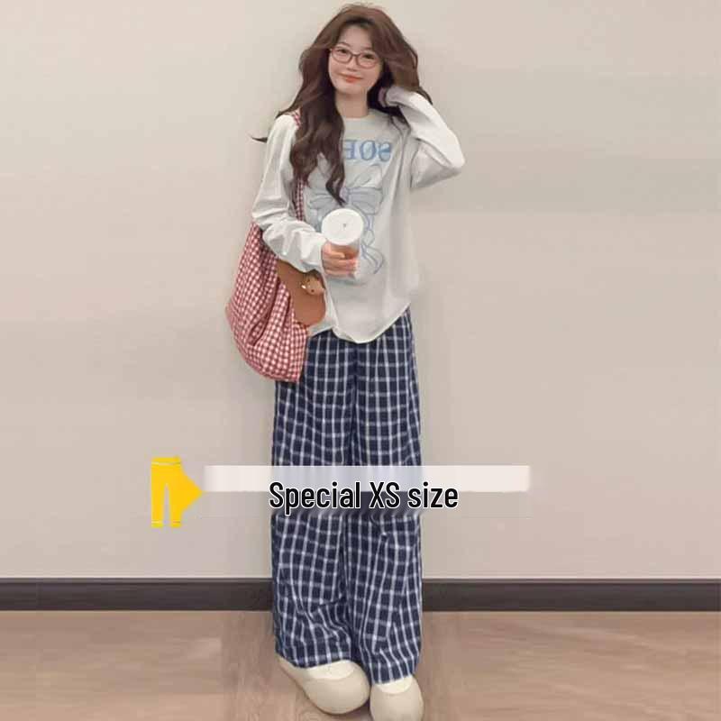 

Design Sense Women s Pleated Plaid Casual High-Waist Summer Pants M (96-105 lbs)