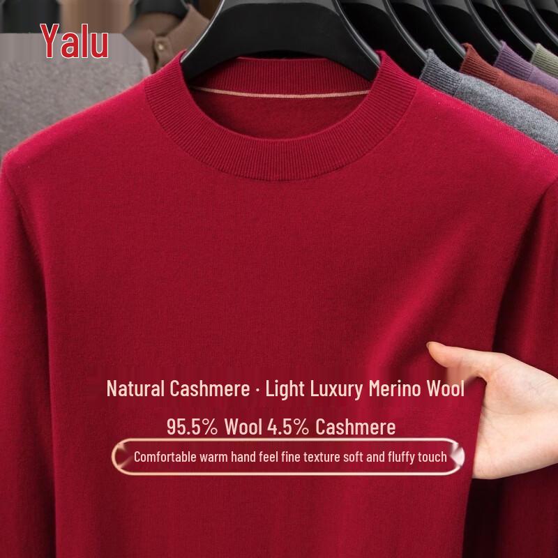 Yalu Men's Winter Cashmere Blend Crew Neck Sweater