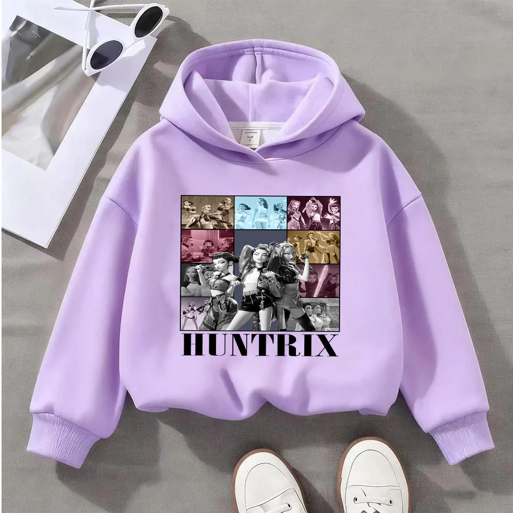 Huntrix Dívčí kreslený potisk Dětská mikina Módní ležérní pulovr s dlouhým rukávem pro děti Dívčí oblečení pro batolata