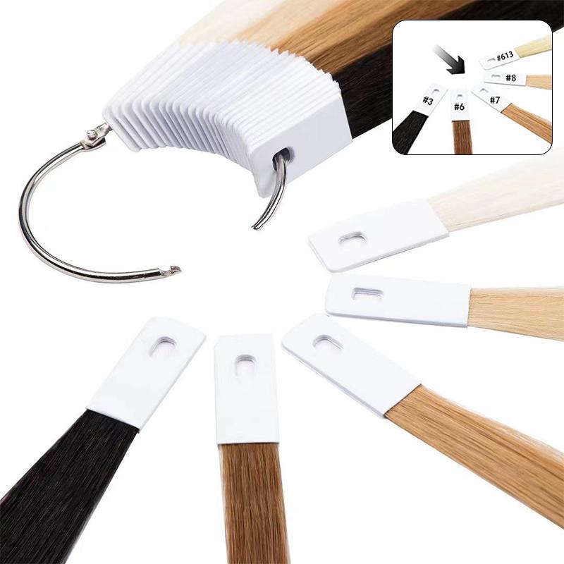 

30 шт./Набір Перукарські зразки для фарбування Білий колір волосся Кільця-картки Кольорові таблиці для фарбування волосся Салон перукарні