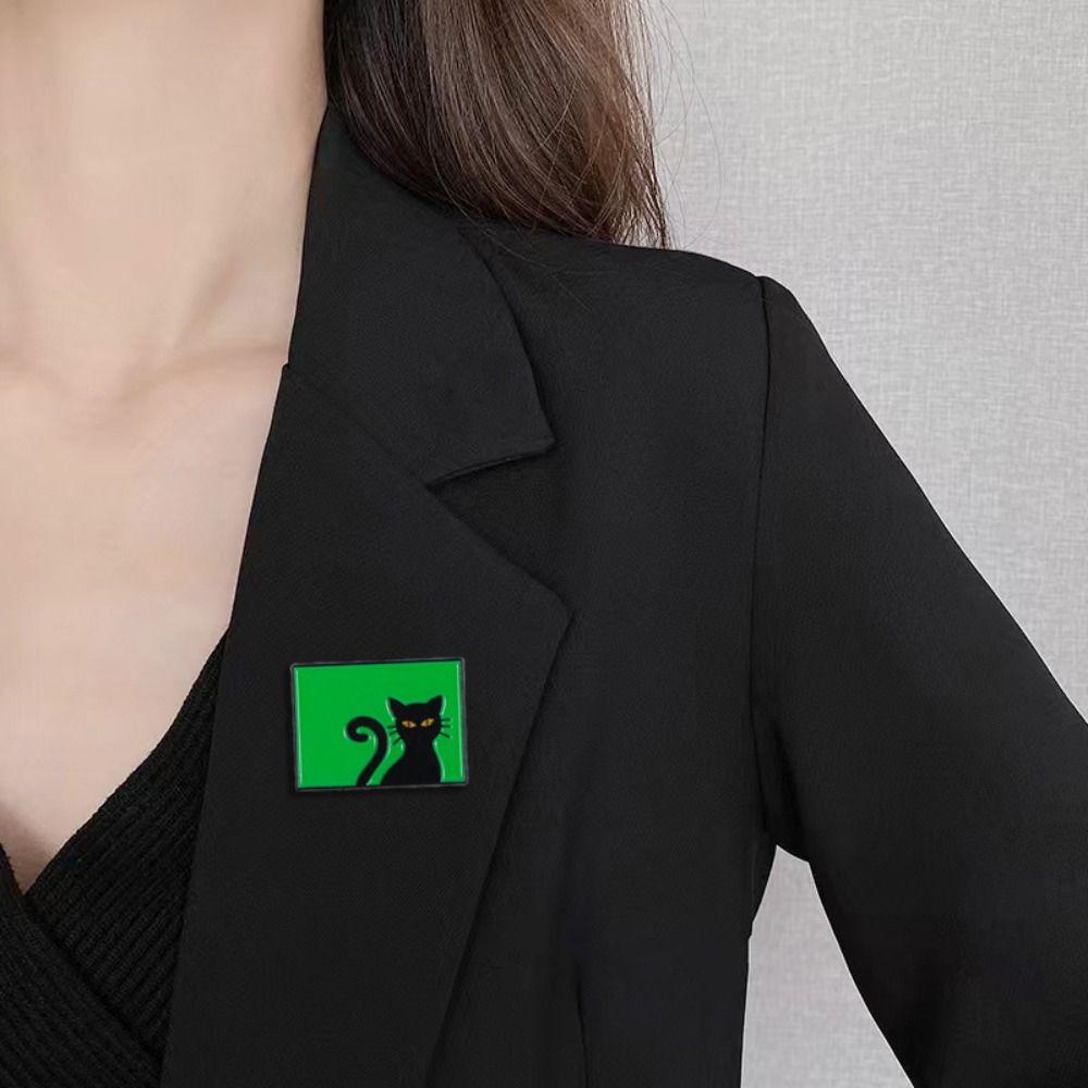 

Punk Green Screen Cat Enamel Pin Cute Cartoon Kitty Badge Cartoon Black Cat Brooch Skirts