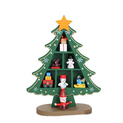 Christmas Tree Ornaments Miniature Wooden Ornaments Christmas Tree Shape Desktop Christmas Decor