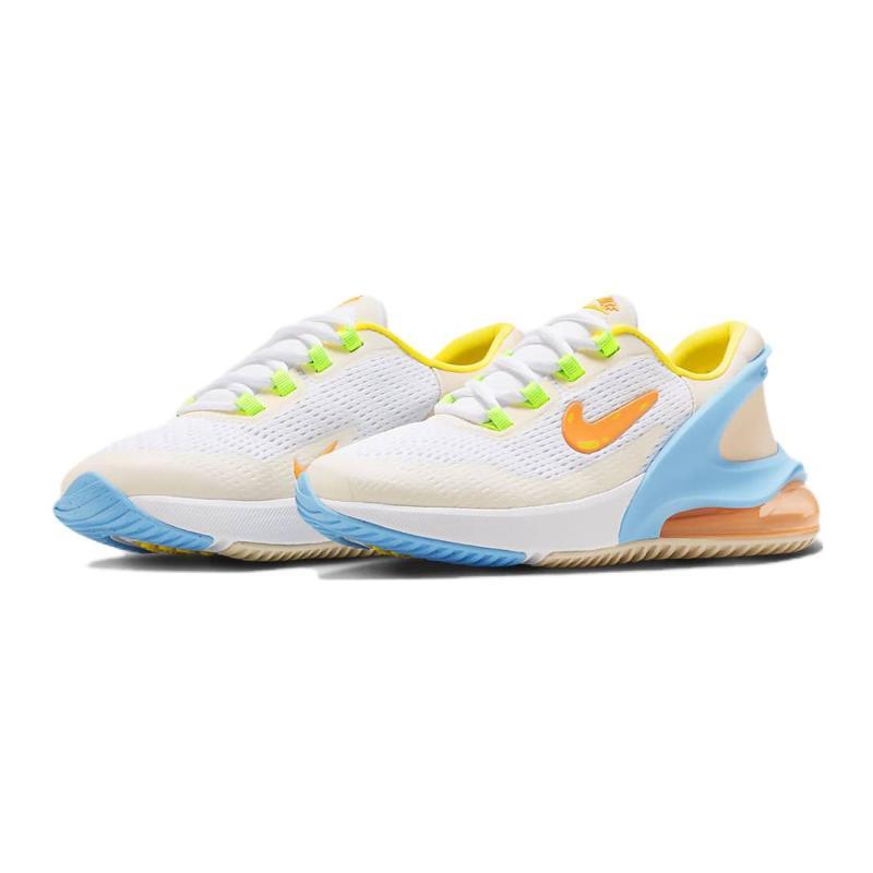 Nike Air Max 270 GO Cushioning, Wear Resistant Low top Kids Lifestyle Shoes White Blue Orange Unisex Sneakers FN9926-181