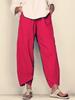 Women's Cotton And Linen Pants Elastic Trousers Casual Pants