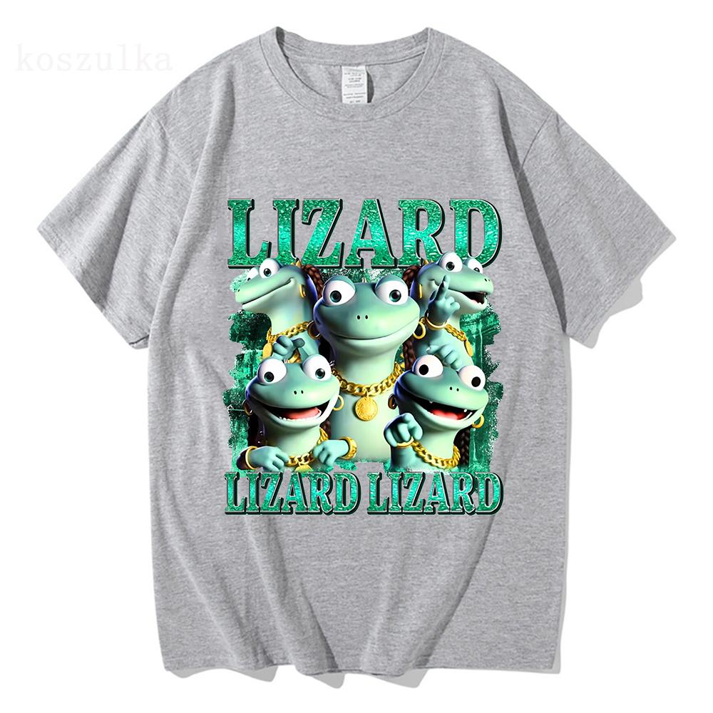 Funny Lizard Meme Graphic Tshirt Women Tees Casual Short Sleeve Cotton Tshirts Unisex Streetwear Cartoon Printing T Shirt Male