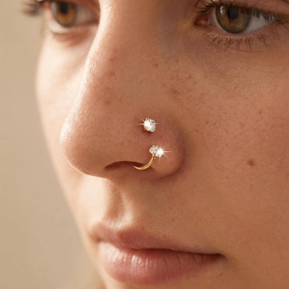 2 PCS C Shaped Nose Ring Stainless Steel Daith Piercing Jewelry Cartilage Helix Earrings  Women