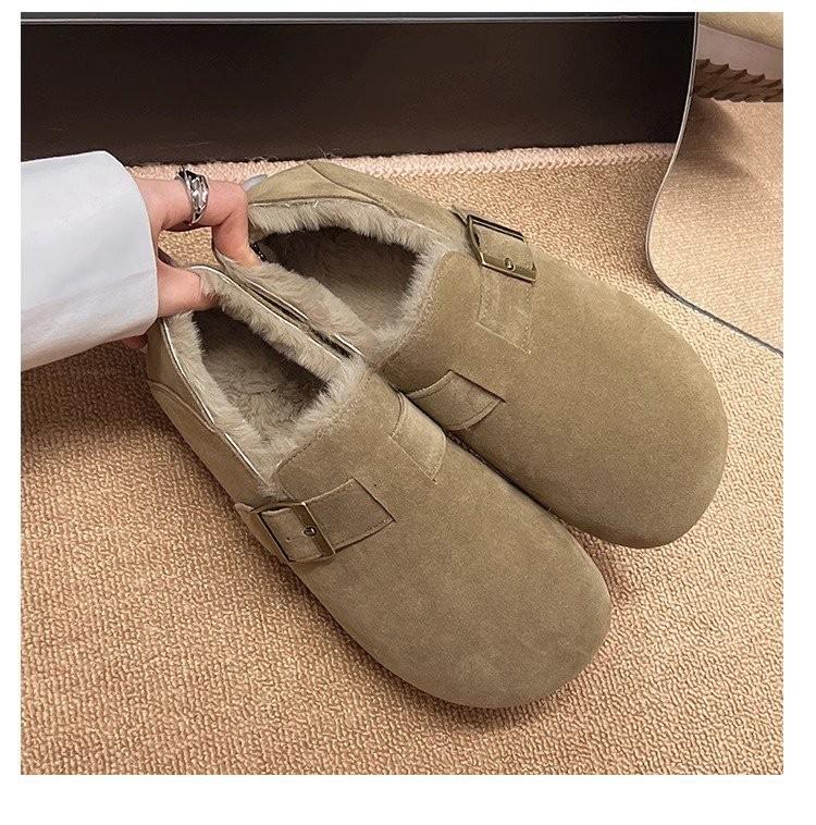 Fleeceowe buty Birkenstock all-inclusive dla kobiet, nowość zima 2025, jednopedałowe, puszyste buty, pogrubione, ciepłe, z grubą podeszwą, śniegowe buty bawełniane