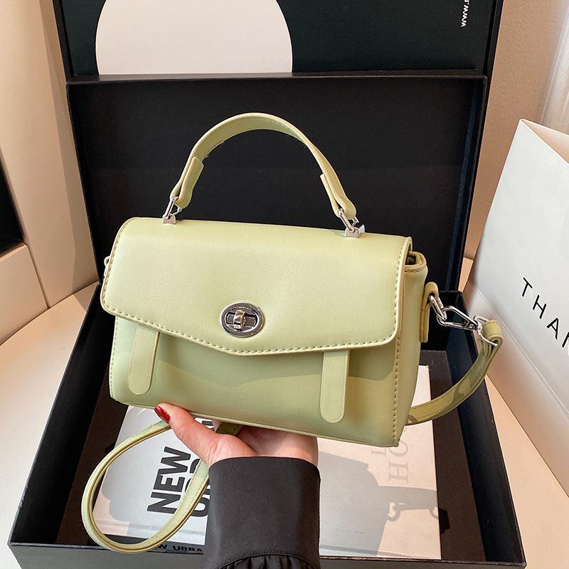 

Летняя новая модная однотонная сумка с откидным клапаном на замке, универсальная, портативная, на плечо, через плечо, женская сумка зелёный