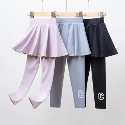 Girls Skort New Kids Culottes Slim Stretch Pants Fake Two Piece Yoga Leggings Casual Teens School Dance Tights 4-12 Years