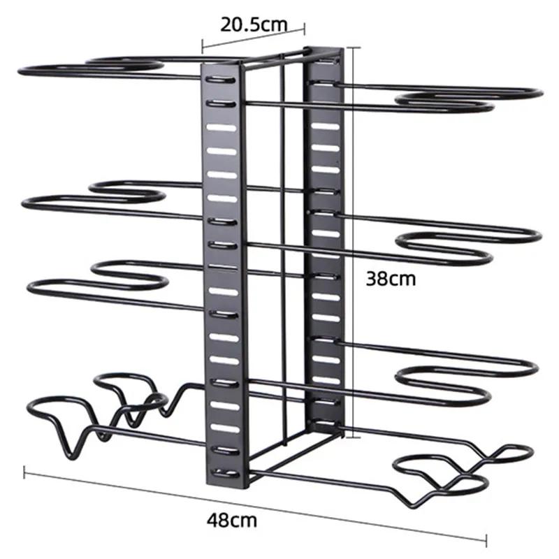 

Органайзеры для подвесных полок для кастрюль 8 ярусов Органайзер для кастрюль и сковородок для организации и хранения на кухне Регулируемый держатель крышек для кастрюль LWY010 black