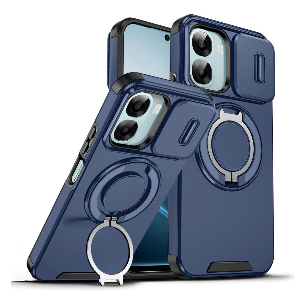 KEYSION 360° Rotating Ring Stand Phone Case for OPPO A6x 5G A6 A6t Pro A6s 5G Slide Camera Protection Magnetic Shockproof Cover