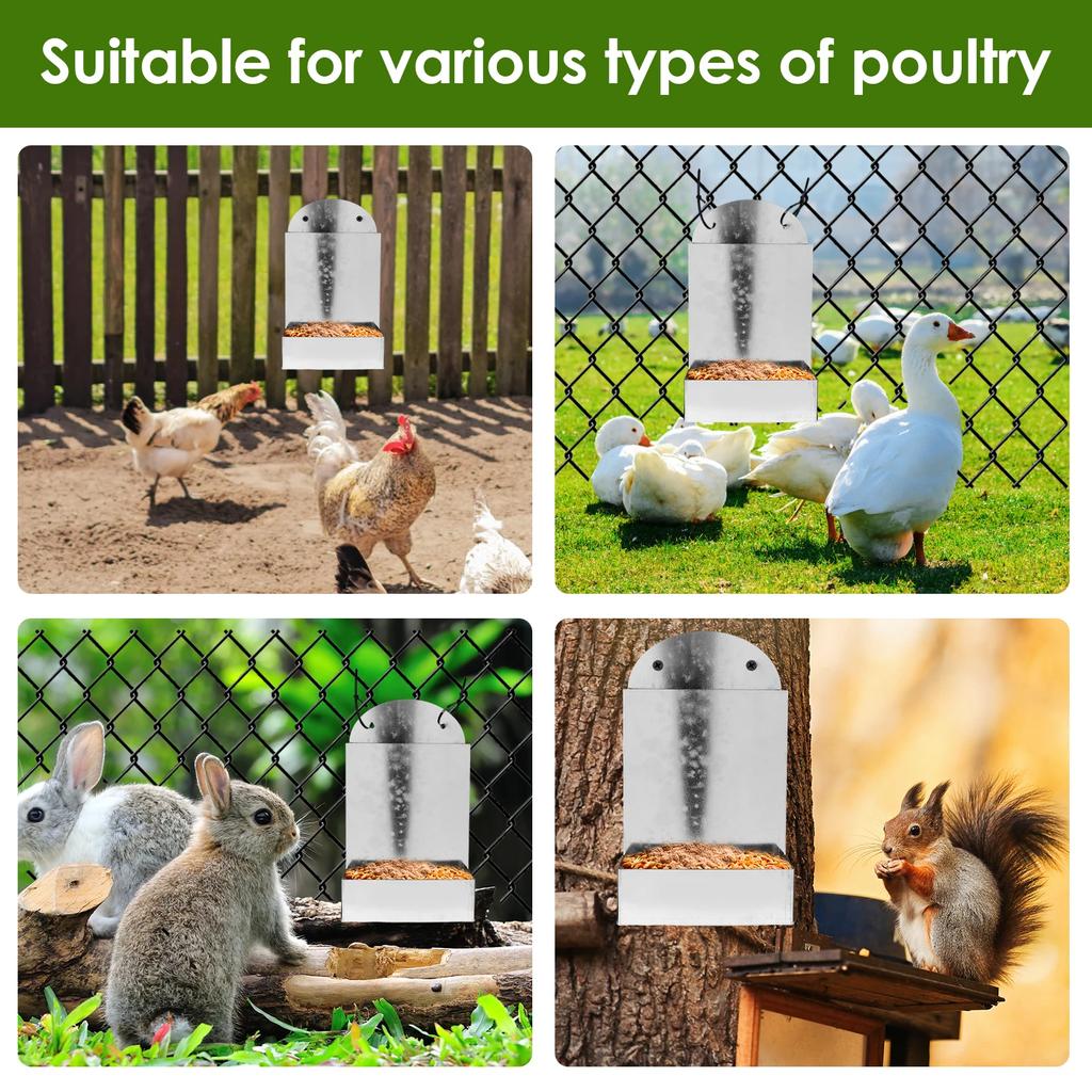 Chicken Oyster Shell Feeder Metal Rooster Farm Grit Dispenser Large Automatic Poultry Feeding Accessory for Duck Chicken Poultry