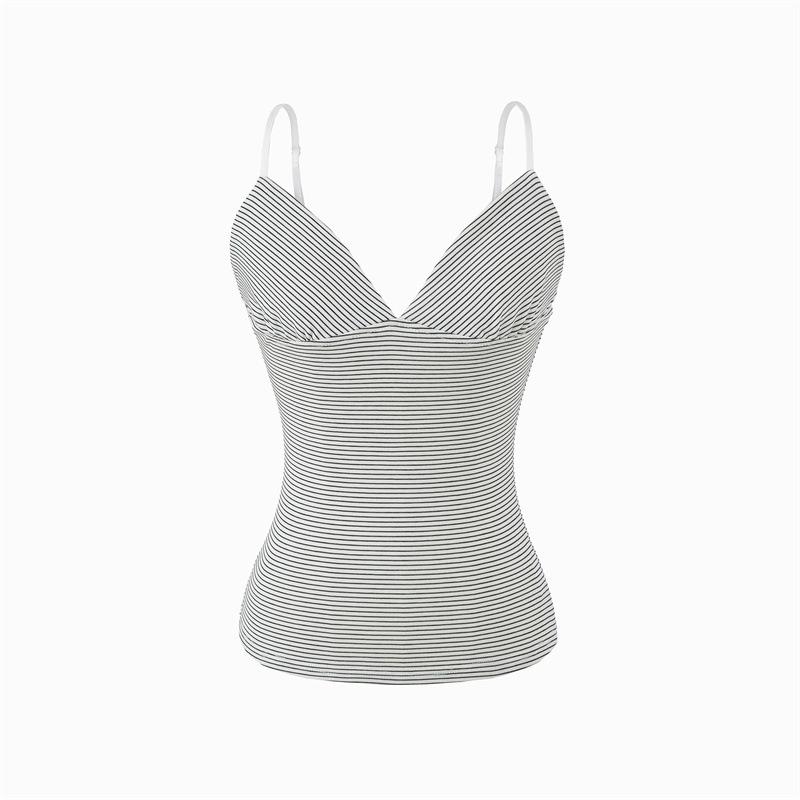 Spicy Striped V-Neck Camisole: Sexy, Trendy, Versatile Slim-Fit Top for Summer Medium